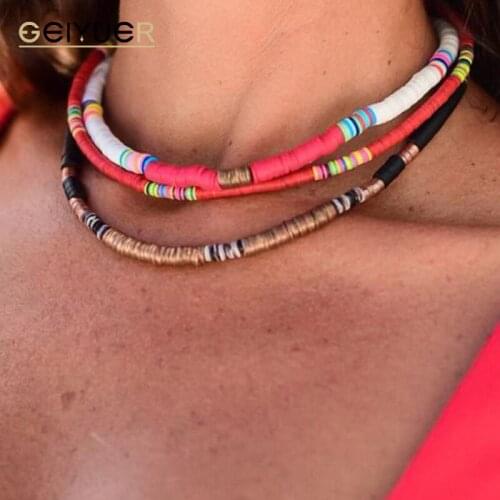 Multicolor Acrylic Necklace for Women Simple Boho Jewelry Polymer Clay Beads Necklaces Collar Jewelry Accessories 2021 New