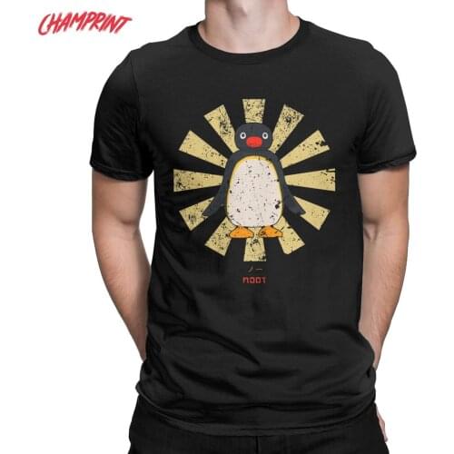 Mens Pingu Noot Retro Japanese T Shirt Cute Cotton Tops Awesome Short Sleeve Crewneck Tee Shirt Printing T-Shirt