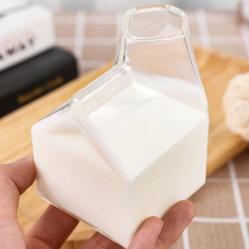 Novelty Half Pint Creamer Milk Cute Carton Glass Cup Coffee Glass Juice Cup