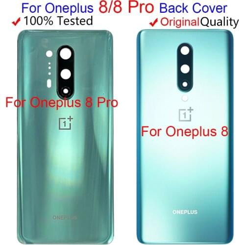 Original Glass For OnePlus 8 Back Battery Cover Door Rear Glass Oneplus 8 Pro Battery Cover 1+8 Pro Housing Case + Camera Lens