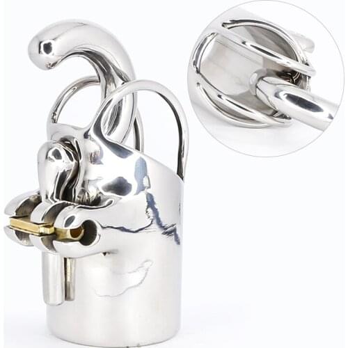 PA Puncture Chastity Device Stainless Steel Cock Cage Male With Stealth Lock Penis Lock Cock Ring Chastity Belt for Adult Game
