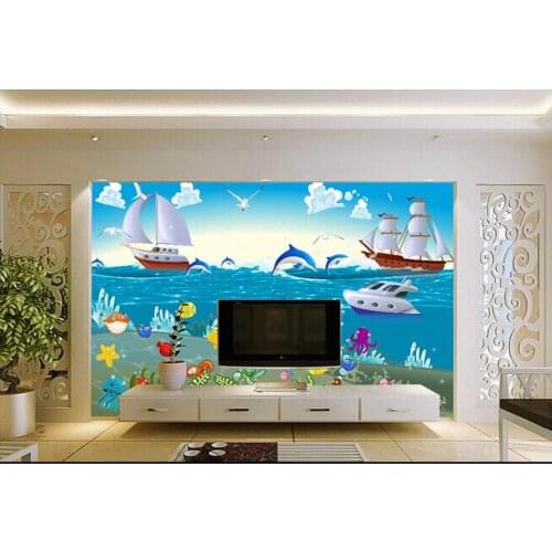 Custom children wallpaper, cartoon underwater world for children room living room TV wall paper DE parede vinyl which wallpaper
