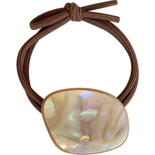 Korea Exquisite Pearl Shell Hair Band Leopard Pattern Bowknot Elastic Hair Ties Hairband Metal Horsetail Girls Hair Accessories