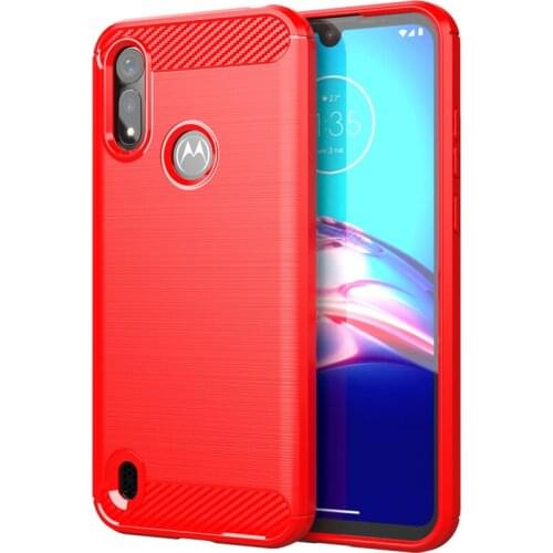 Rubber Full Body Protective Phone Cover for MOTO E6S 2020 Carbon Fiber Cover Anti-Scratch Shock Absorption Case