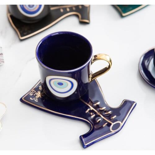 Turkish ins style light luxury Ceramic Cup European style small exquisite coffee cup set home Afternoon camellia tea cup