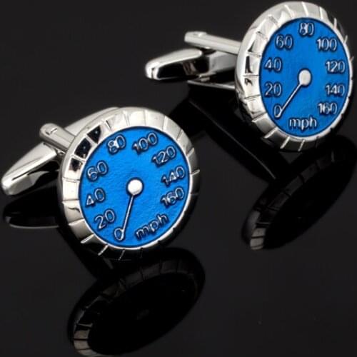 Luxury Men Blue speed meter Cufflinks High Quality Brand Groom Wedding Cufflinks For Mens Shirt Cuff Links Men Gift