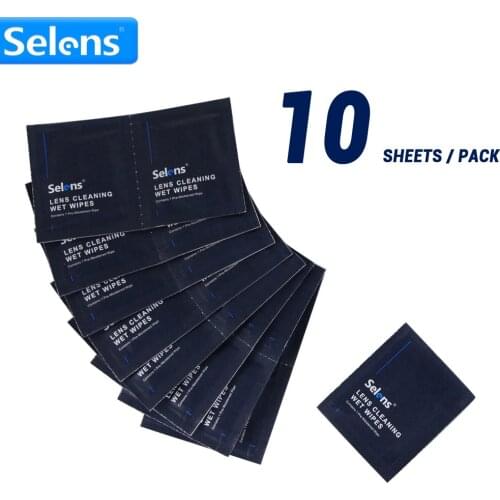 Selens 10 Sheets/Pack Wet Wipes Pre-moistened Tissue for Camera Lens Filter Glasses LCD Monitor Tablet Cleaning Professional