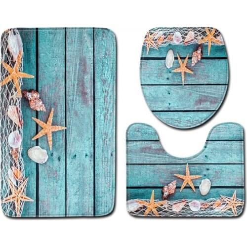 Ocean view toilet three sets of floor mat bathroom 3 sets