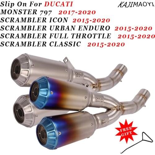 Motorcycle Exhaust Escape Moto Modified Double exit Middle Link Pipe Double Muffler Slip On For DUCATI Scrambler 800 MONSTER 797