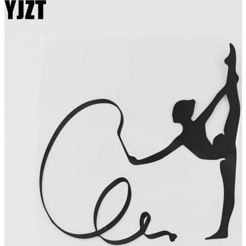 YJZT 13.3CMX12.9CM Fashion Gymnastics High Quality Vinyl Car Sticker Black/Silver 8A-0820
