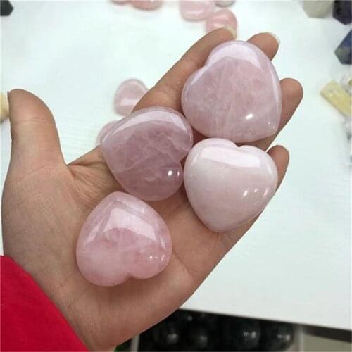 1pcs natural pink rose quartz crystal heart healing stone
