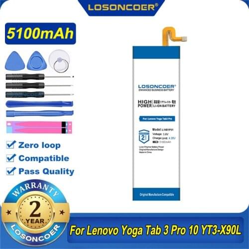 100% Original LOSONCOER L15D1P31 5100mAh Battery For Lenovo Yoga Tab3 Pro 10 3 Pro YT3-X90L YT3-X90F SB18C01830 Battery