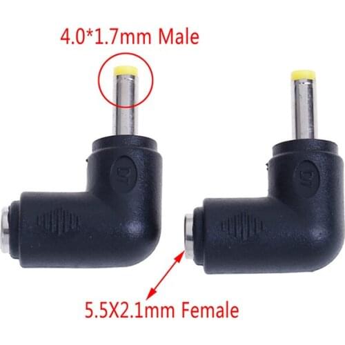 2Pcs DC 5.5*2.1 Female/5.5*2.5mm Male/4.0*1.7mm Male DC Power Plug Connector Angle 90 Degree L Shaped Dc Power Connector