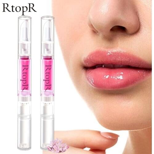2pcs RtopR Sakura Lip Essence Anti-Dry Crack Exfoliating Repair Reduce Lip Fine Lines Essence Moisturizing Beauty Lip Care 3ml