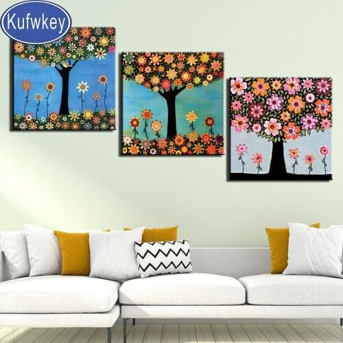 3 pieces set diamond painting flower tree diamond embroidery full round square drill 3d diy mosaic cross stitch Kitchen decor
