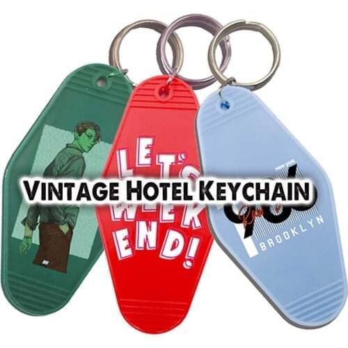 30Pcs Custom Logo Printing Plastic Motel Keychain Glitter Hotel Acrylic Keychain