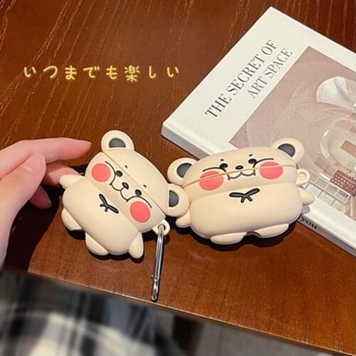 3D Cartoon Bear Earphone Case For Airpods Pro Case Silicone Cute Cover for Apple Air Pods Pro 1 2 Earbuds Earpods Cases Keychain
