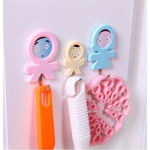 6PCS Strong Adhesive Cartoon Hook Wall Door Sticky Hanger Holder Organizer Kitchen Suction Cup Suckers Bathroom Decorative hooks