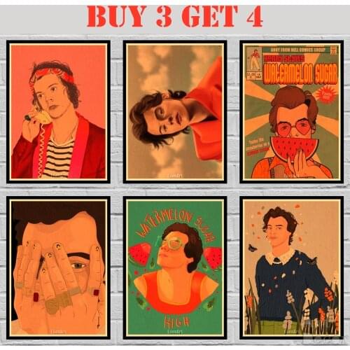 48 Designs Harry Styles Kraftpaper Poster Alternative Abstract Art Painting Funny Wall Sticker 42X30cm