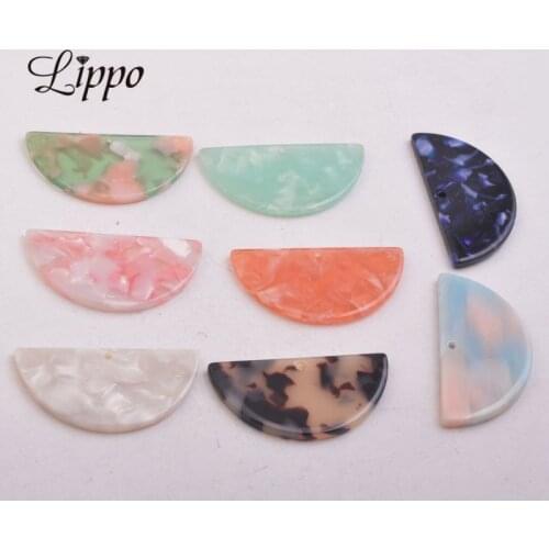 10pcs 18*37mm Acetate Slabs Semicircle Charms Acetic Acid Pendant DIY Jewelry Earrings