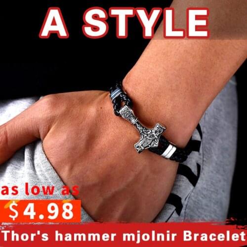 Beier 316L Stainless Steel dropshipping thors hammer mjolnir bracelet viking scandinavian norse viking bracelet Men BC-L033