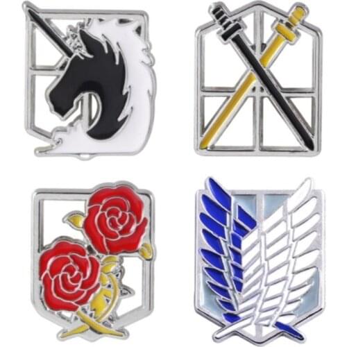 Anime Attack on Titan Jiyuu No Tsubasa Military Police Regiment Enamel Brooch Pins Badge Lapel Pin Alloy Metal Fashion Jewelry