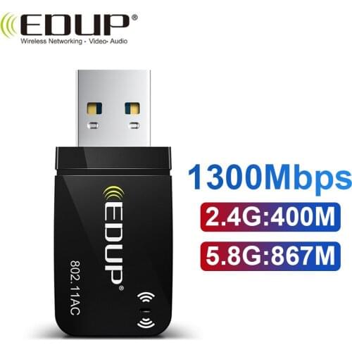 EDUP Dual Band 1300Mbps USB 3.0 Wireless AC Network Card USB WIFI Lan Adapter 802.11ac Mini Portable Wi-Fi Adapter For PC Laptop