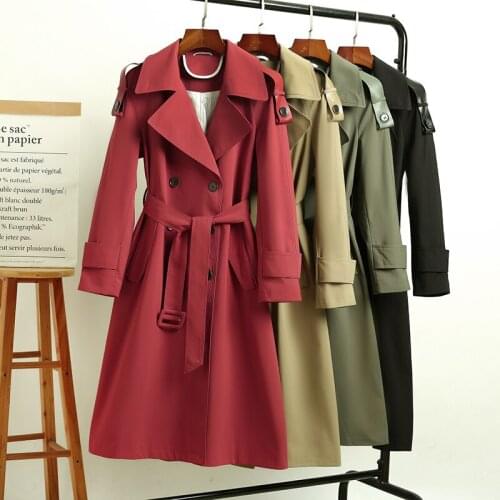 European High-end Atmospheric Windbreaker Womens Middle Long 2021 Spring Clothing New Counter Temperament Fashion Coat