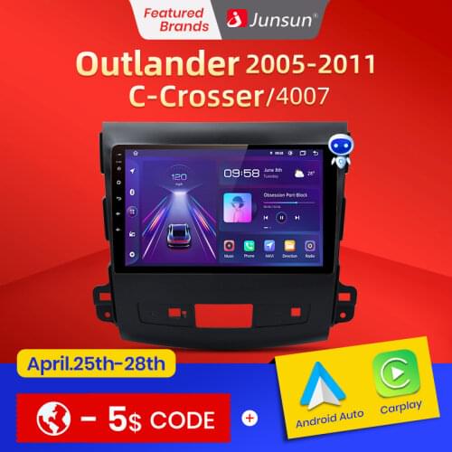 Junsun Android 10 Car Radio Multimidia Player For Mitsubishi Outlander xl 2 CW0W 2005-2011 For Citroen C-Crosser 2007-2013 2din