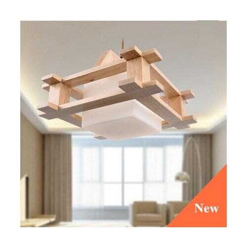 Classical rustic wood art glass Pendant Lights European fashion indoor E27 LED lamp for porch&parlor&stairs&corridor LHDD026