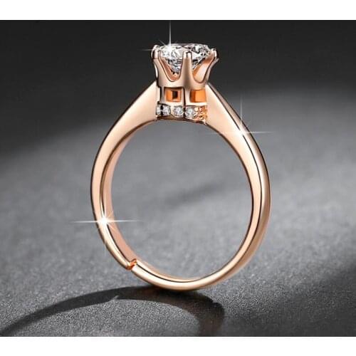 Classic six-claw single zircon adjustable ring Tower wedding ring