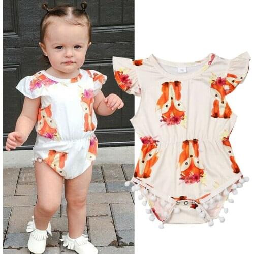 Citgeett Summer Newborn Baby Girl Fox Bodysuit Jumpsuit Outfit Sunsuit Clothes Set Casual