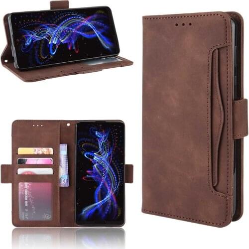 Leather phone case for SHARP Aquos Sense / Sense3 / Zero2 / V / R 5G Back Cover Flip card wallet with stand Retro Coque