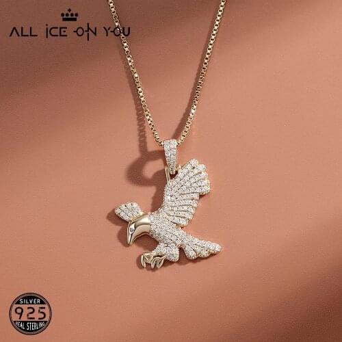 New 925 Sterling Silver Luxury Iced Out Cubic Zirconia Cute Freedom Bird Pendant Fly Wings Necklace Hip Hop Fashion Jewelry Gift
