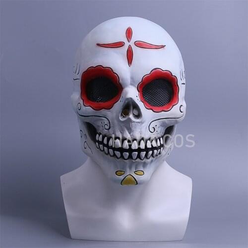 Mexican Day of The Dead Skeleton Mask Cosplay Fancy Dress Halloween Carnival Mask Skull Horror Terror Scary Mask Cos Props