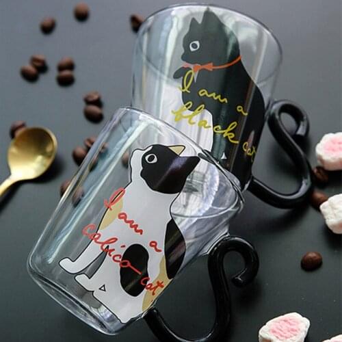 8.5oz Cute Creative Cat Milk Coffee Mug Water Glass Mug Cup Tea Cup Cartoon Kitty Home Office Cup For Fruit Juice