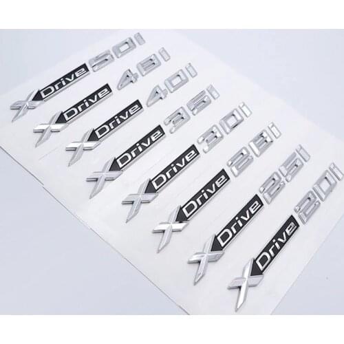 1X New ABS Chrome Car XDrive Logo Emblem Trim Sticker X Drive 20i 25i 28i 30i 35i 40i 48i 50i For BMW X1 X3 X4 X5 X6