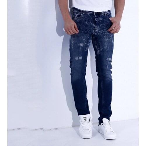 New men jeans fashion snowflake hole jeans solid color washed zipper jeans men denim trousers casual pencil pants