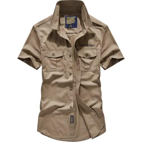 New 100% Cotton Military Shirt Men 2020 New Summer Fashion Chemise Homme Multi Pocket Work Sleeve Shirt Men Blouse Size 4XL