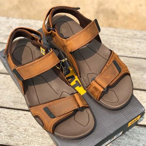 Sandals Mens Leather Summer Leisure Soft Sole Summer 39-45 Beach Shoes Breathable and Comfortable