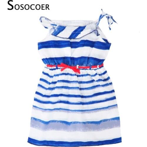 SOSOCOER Girl Dress Girls Dresses Fashion Stripe Kids Clothing Summer Brand Suspender Children Dresses High Quality Baby Clothes