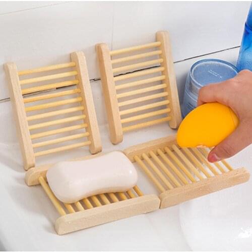Natural Wood Home Storage Rack Bathroom Soap Dish Drain Tray Holder Sponge Plate Shower Kitchen Home Organization