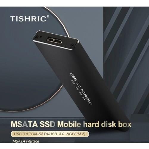TISHRIC HDD Case USB3.0 To M-SATA NGFF M.2 External Hard Drive Box Hdd Enclosure Hard Disk Case Support 6TB External Hdd Box