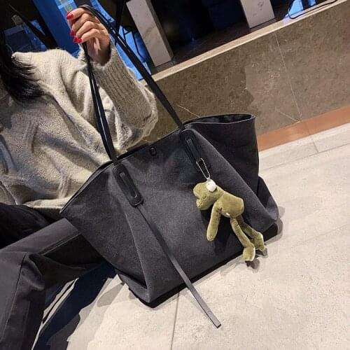 Large Capacity Bag Women 's Bag New Trendy Korean Style Versatile Canvas Bag Large Capacity Shoulder Bag Portable Tote Bag