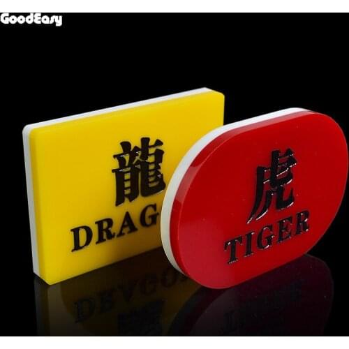 High Quality Baccarat TIGER WINS & DRAGON WINS Acrylic Poker Button Set Double Side