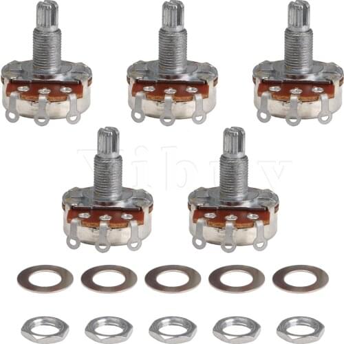 Yibuy 5pcs B500K Full Size 18MM Long Split Shaft Guitar Bass Volume Pots