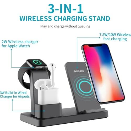 YSAGi The new Qi 10W wireless charger for Iphone X 7 8 3 in 1 fast charging Apple for 4 3 2 1 wireless mobile charger