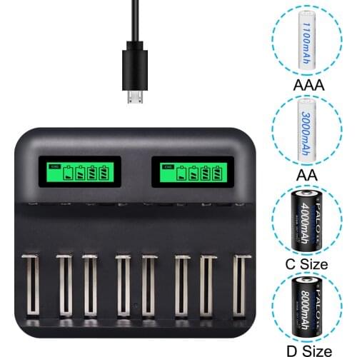 LCD Battery Charger Charging 1.2V AA AAA NiMH Battery for C size D size rechargeable battery