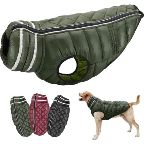 Winter Thick Large Dog Clothes Waterproof Soft Warm Dog Coat Jacket Reflective Pet Clothing Vest for Medium Large Dogs Pitbull