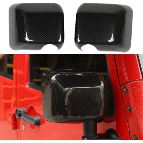 1Pair Carbon Fiber Style Rear View Side Mirror Cover Accessories Trim Fit For Jeep Wrangler JK 2007-2013 2014 2015 2016 2017